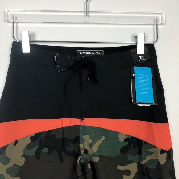NWT O'Neill Boys Hyperfreak Boardshorts Quick Dry Stretch Swimming Camo Size 26 - Picture 3 of 6